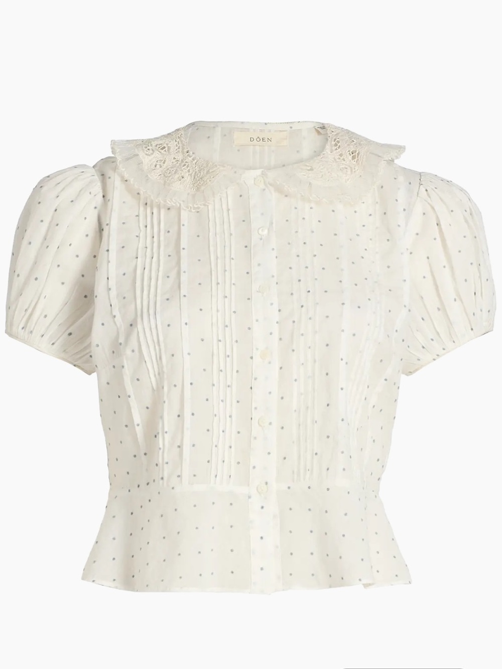 Doen Oleta Polka Dot Lace Collar Top - Picture 4 of 10